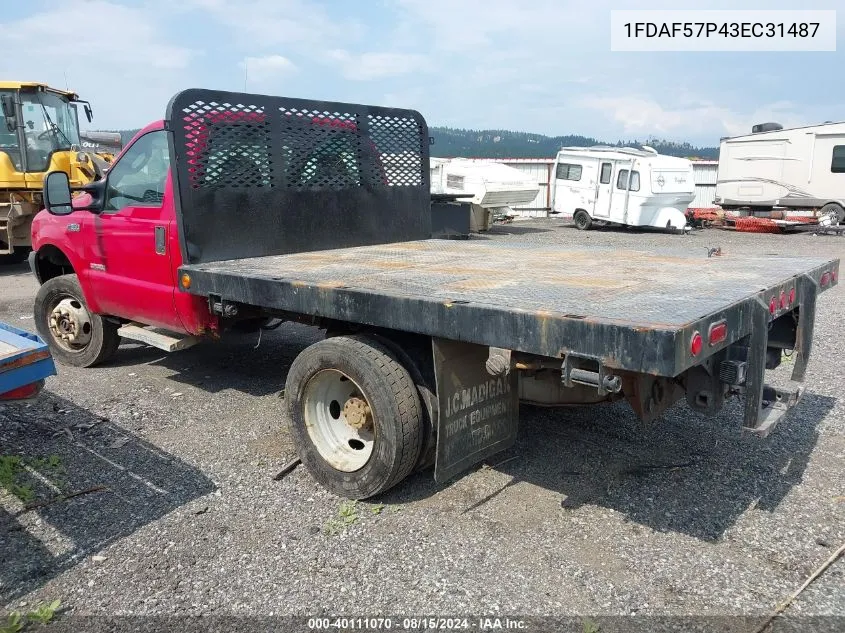 2003 Ford F-550 Xl/Xlt VIN: 1FDAF57P43EC31487 Lot: 40111070