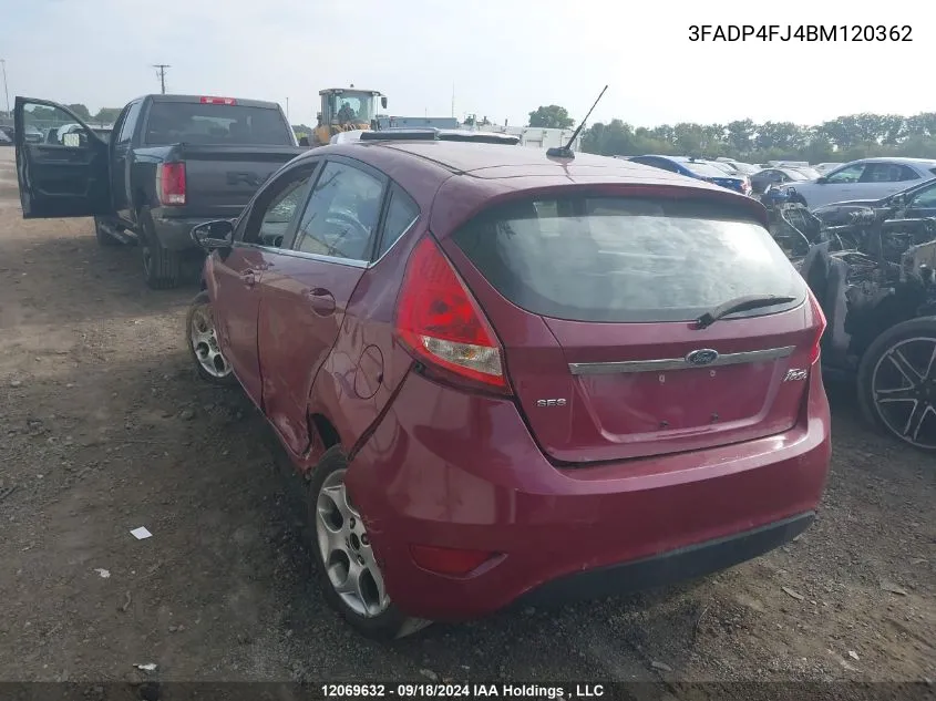 2011 Ford Fiesta Ses VIN: 3FADP4FJ4BM120362 Lot: 12069632