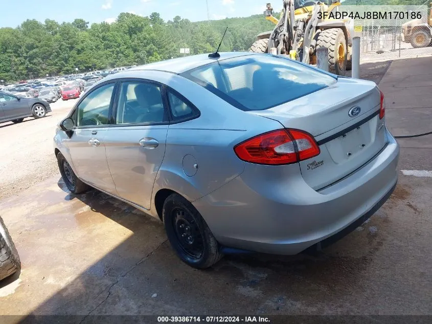 2011 Ford Fiesta S VIN: 3FADP4AJ8BM170186 Lot: 39386714