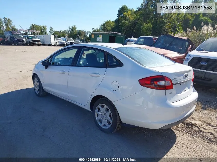 2011 Ford Fiesta Se VIN: 3FADP4BJ3BM181658 Lot: 40592089