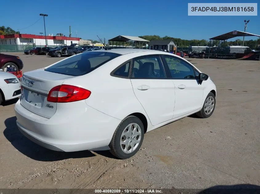 2011 Ford Fiesta Se VIN: 3FADP4BJ3BM181658 Lot: 40592089