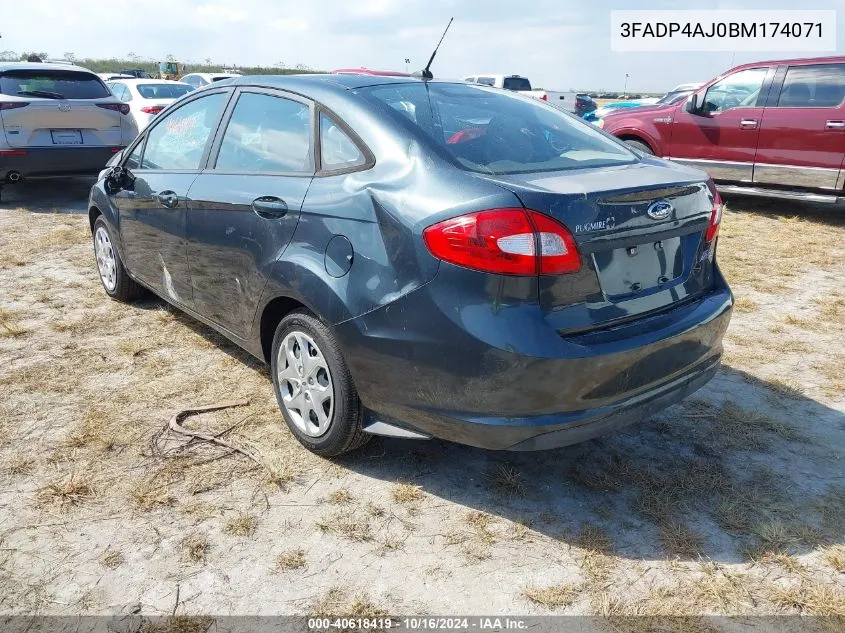 2011 Ford Fiesta S VIN: 3FADP4AJ0BM174071 Lot: 40618419