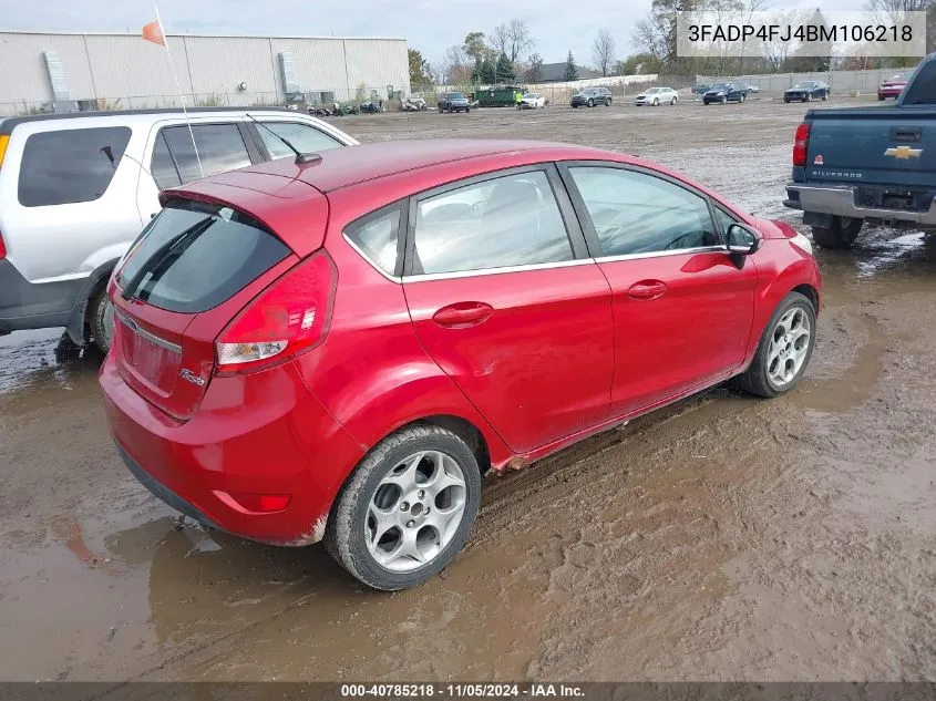 2011 Ford Fiesta Ses VIN: 3FADP4FJ4BM106218 Lot: 40785218