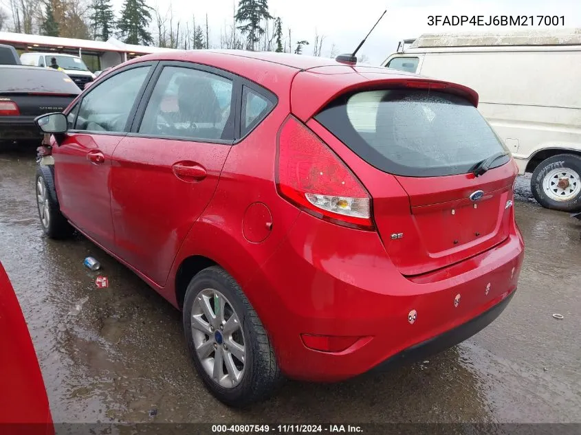 2011 Ford Fiesta Se VIN: 3FADP4EJ6BM217001 Lot: 40807549