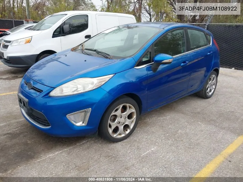 2011 Ford Fiesta Ses VIN: 3FADP4FJ0BM108922 Lot: 40831908