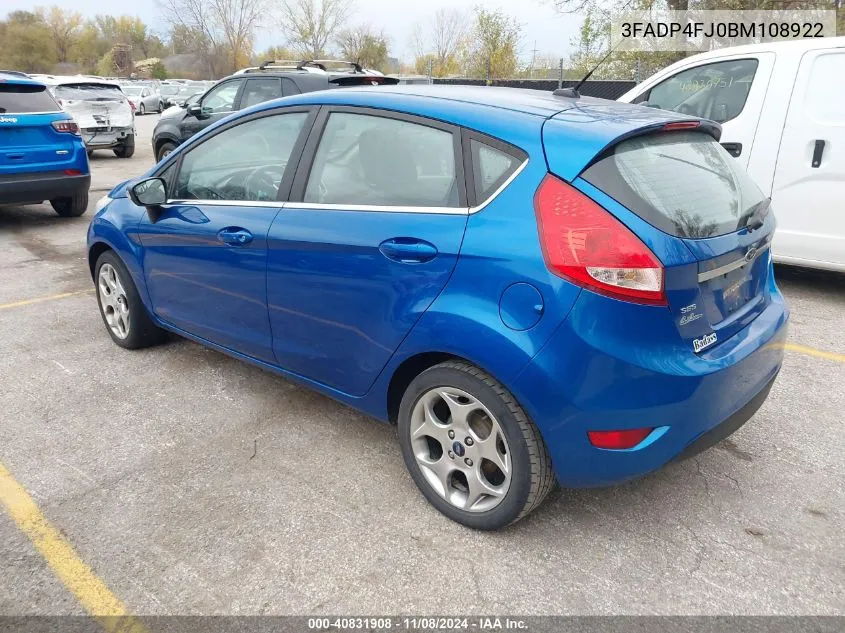 2011 Ford Fiesta Ses VIN: 3FADP4FJ0BM108922 Lot: 40831908