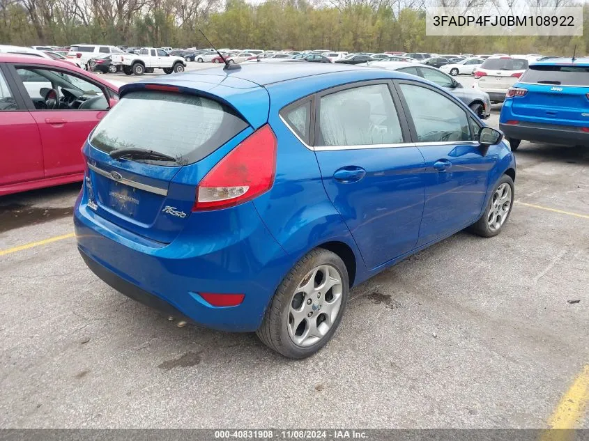 2011 Ford Fiesta Ses VIN: 3FADP4FJ0BM108922 Lot: 40831908