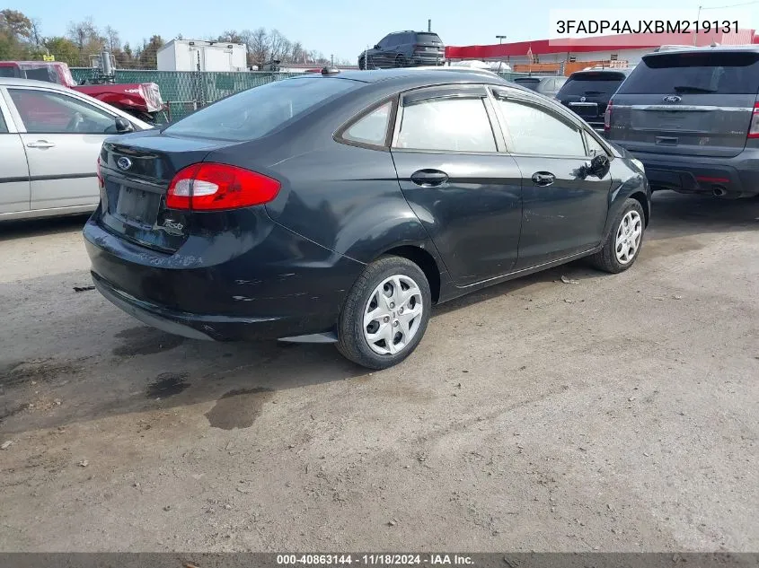 2011 Ford Fiesta S VIN: 3FADP4AJXBM219131 Lot: 40863144