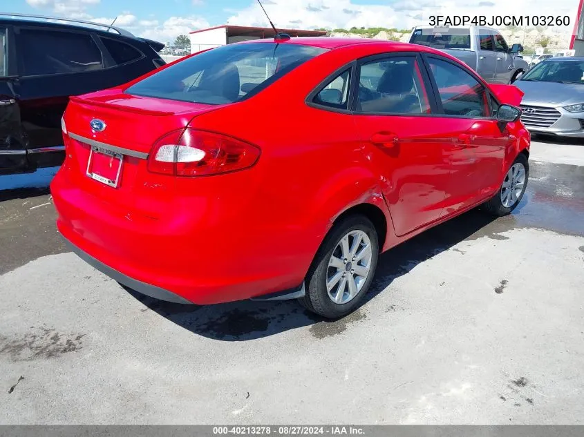 2012 Ford Fiesta Se VIN: 3FADP4BJ0CM103260 Lot: 40213278