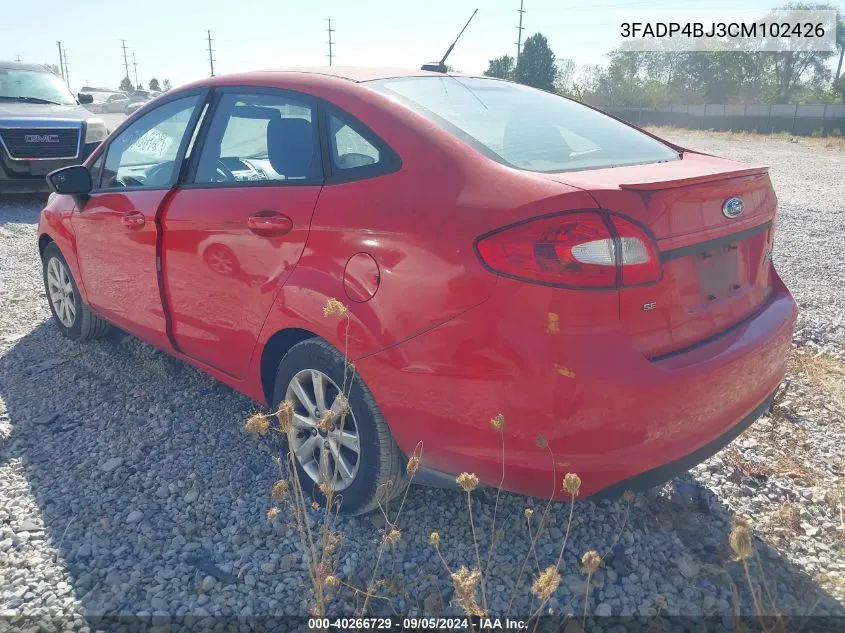 2012 Ford Fiesta Se VIN: 3FADP4BJ3CM102426 Lot: 40266729