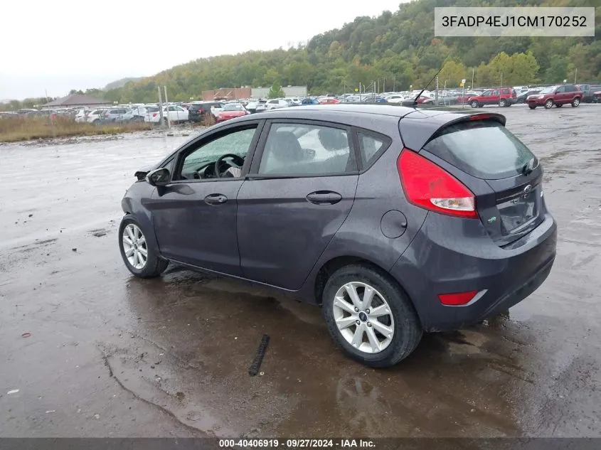 2012 Ford Fiesta Se VIN: 3FADP4EJ1CM170252 Lot: 40406919