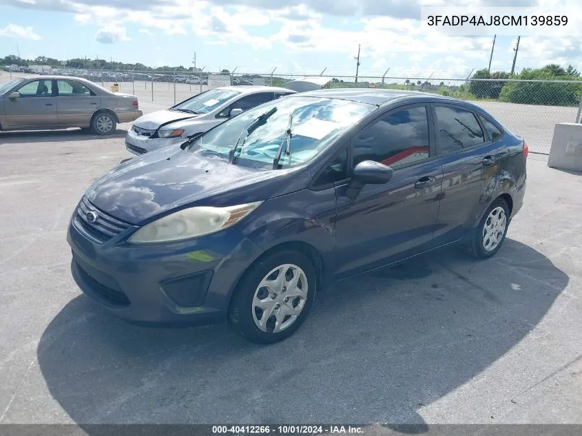 2012 Ford Fiesta S VIN: 3FADP4AJ8CM139859 Lot: 40412266