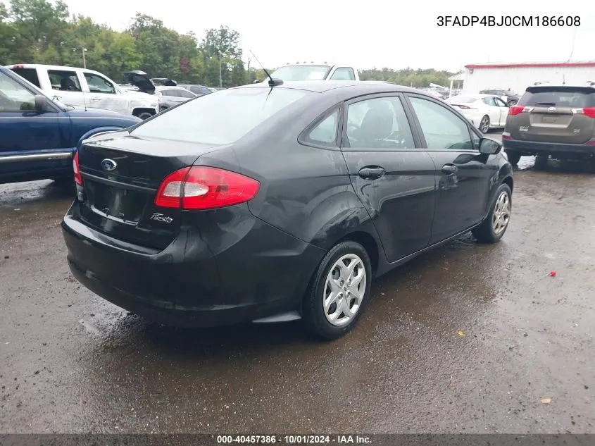 2012 Ford Fiesta Se VIN: 3FADP4BJ0CM186608 Lot: 40457386