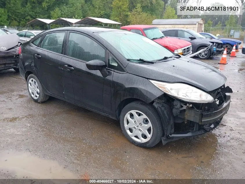 2012 Ford Fiesta Se VIN: 3FADP4BJ6CM181901 Lot: 40466027