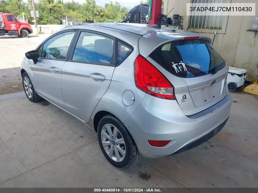 2012 Ford Fiesta Se VIN: 3FADP4EJ7CM110430 Lot: 40480814