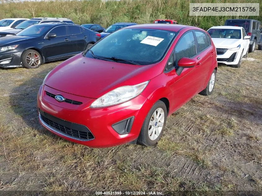 2012 Ford Fiesta Se VIN: 3FADP4EJ3CM215756 Lot: 40531995