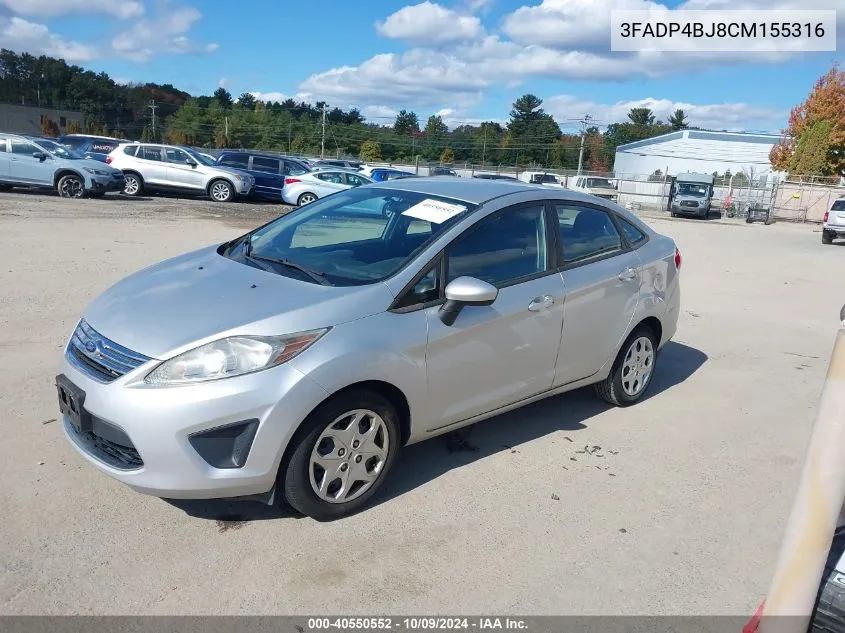 2012 Ford Fiesta Se VIN: 3FADP4BJ8CM155316 Lot: 40550552