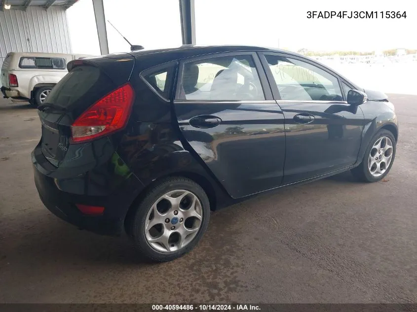 2012 Ford Fiesta Ses VIN: 3FADP4FJ3CM115364 Lot: 40594486