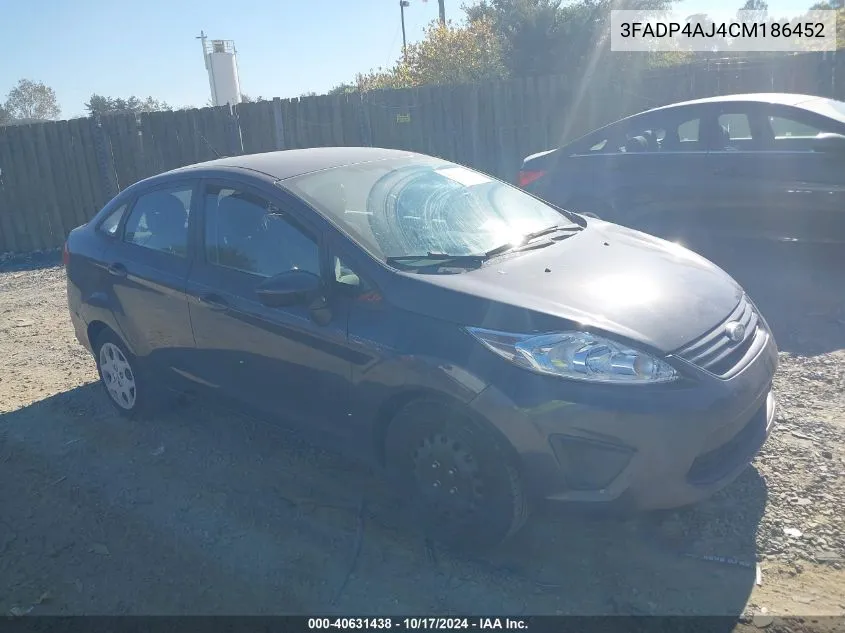 2012 Ford Fiesta S VIN: 3FADP4AJ4CM186452 Lot: 40631438