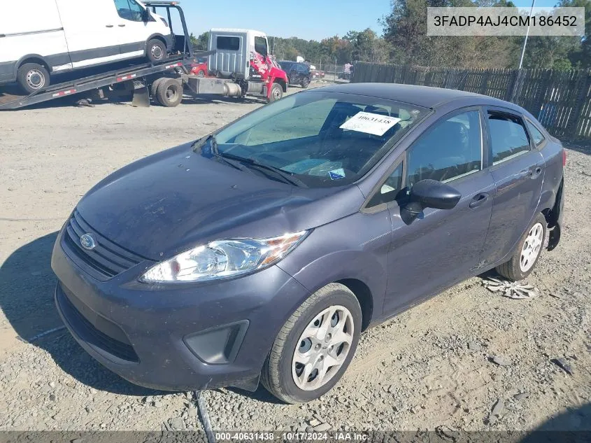 2012 Ford Fiesta S VIN: 3FADP4AJ4CM186452 Lot: 40631438