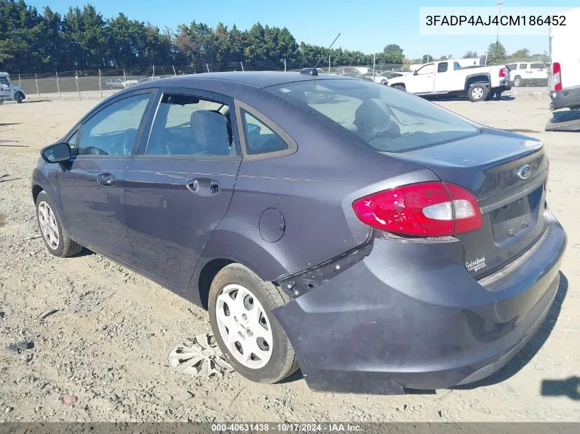 2012 Ford Fiesta S VIN: 3FADP4AJ4CM186452 Lot: 40631438