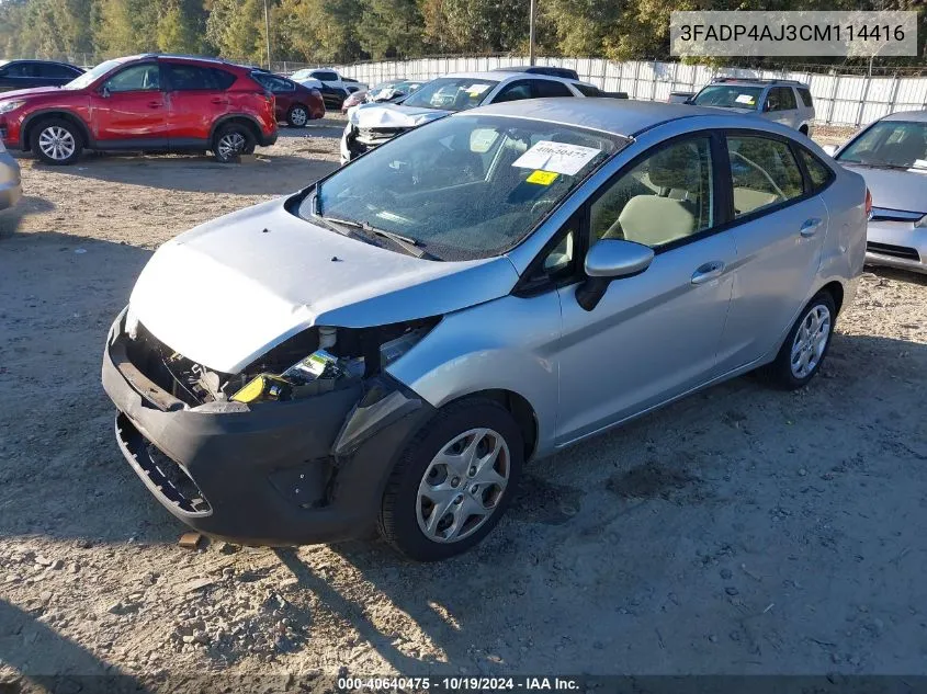 2012 Ford Fiesta S VIN: 3FADP4AJ3CM114416 Lot: 40640475