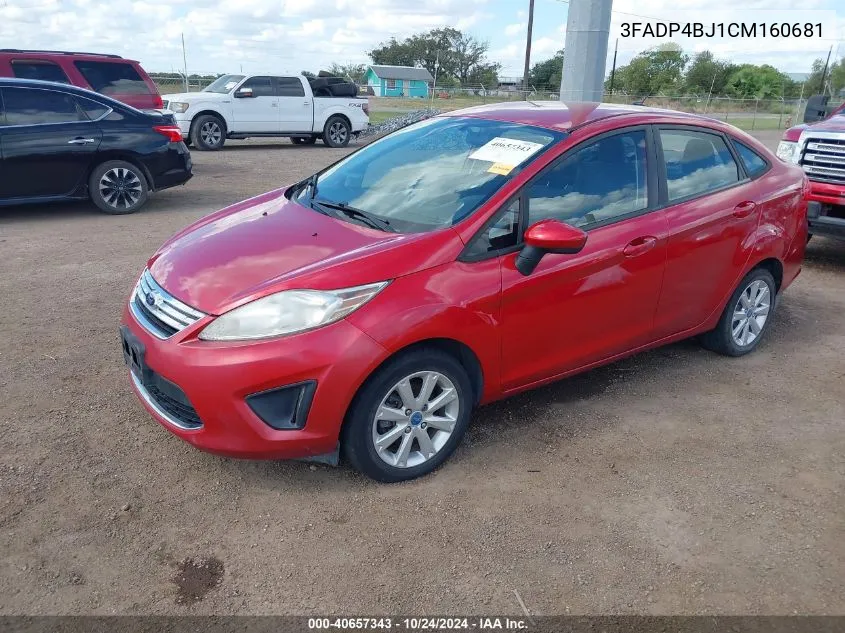 2012 Ford Fiesta Se VIN: 3FADP4BJ1CM160681 Lot: 40657343