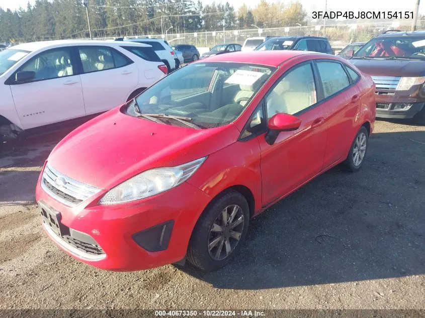 2012 Ford Fiesta Se VIN: 3FADP4BJ8CM154151 Lot: 40673350