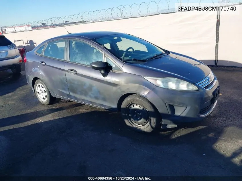 2012 Ford Fiesta Se VIN: 3FADP4BJ8CM170740 Lot: 40684356