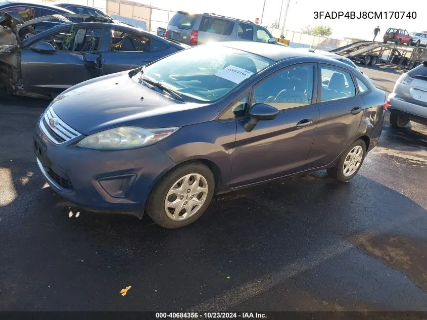 2012 Ford Fiesta Se VIN: 3FADP4BJ8CM170740 Lot: 40684356