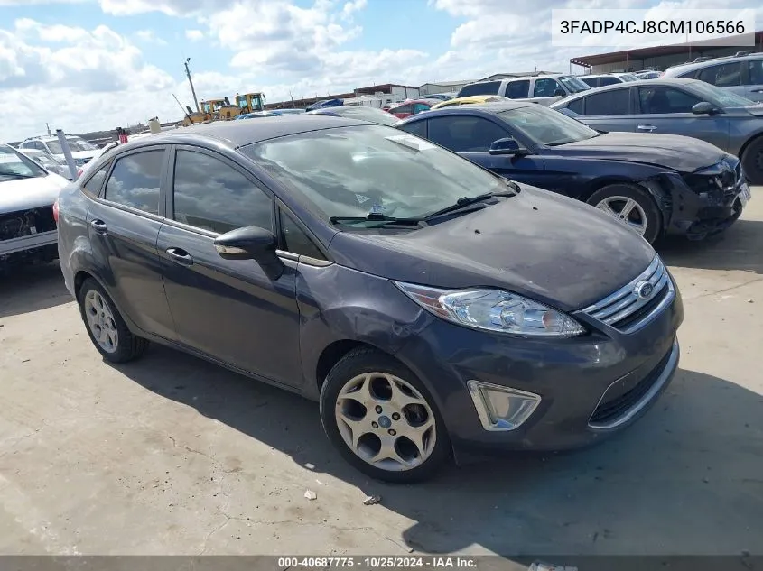 2012 Ford Fiesta Sel VIN: 3FADP4CJ8CM106566 Lot: 40687775