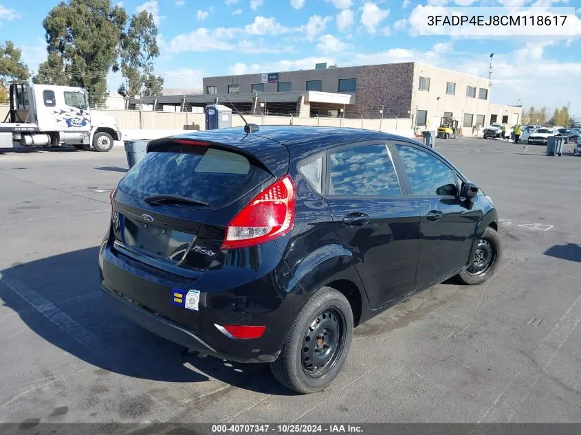 2012 Ford Fiesta Se VIN: 3FADP4EJ8CM118617 Lot: 40707347