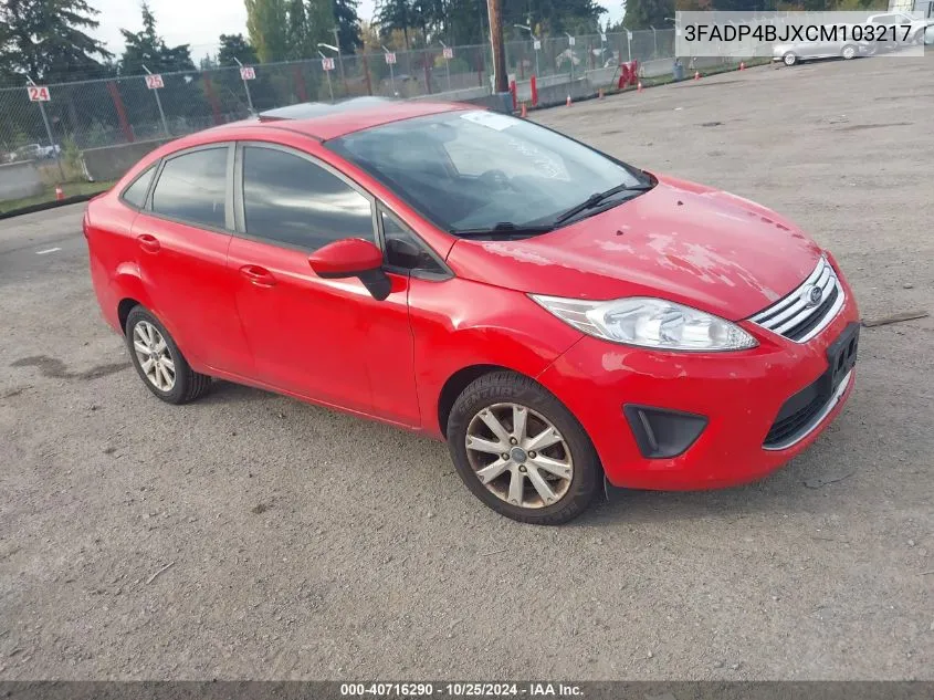 2012 Ford Fiesta Se VIN: 3FADP4BJXCM103217 Lot: 40716290