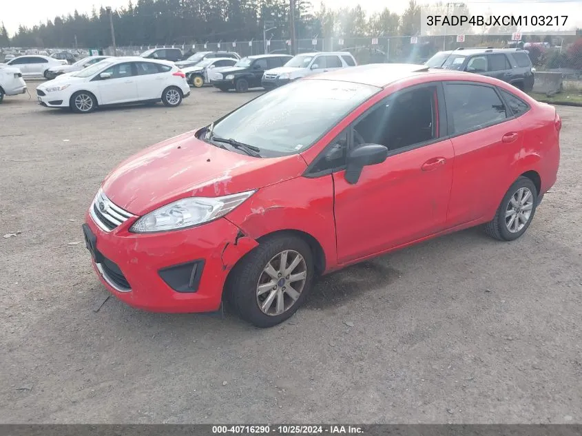 2012 Ford Fiesta Se VIN: 3FADP4BJXCM103217 Lot: 40716290