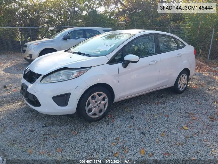 2012 Ford Fiesta S VIN: 3FADP4AJ3CM146444 Lot: 40718875