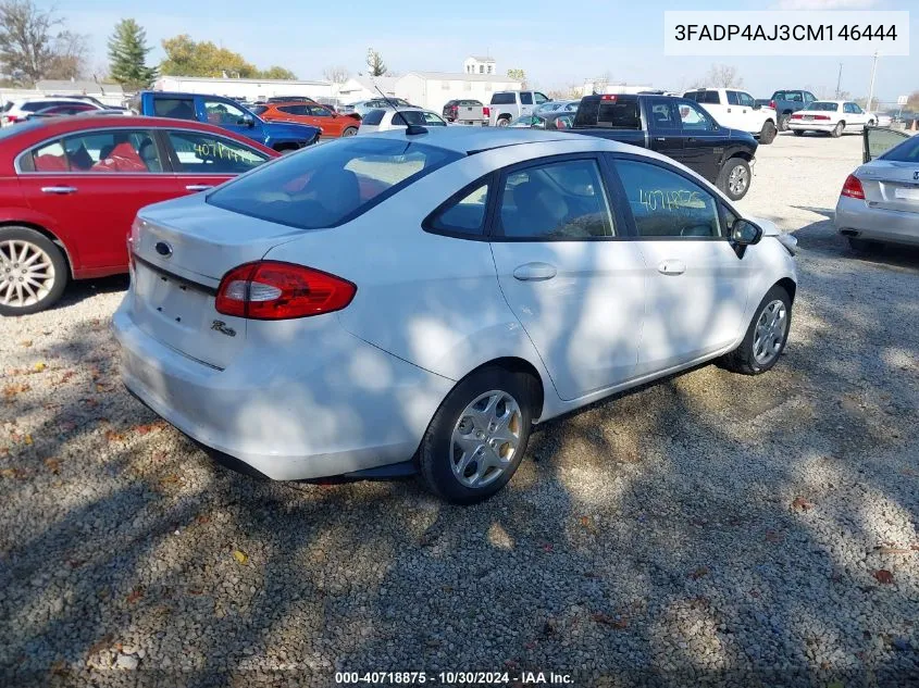 2012 Ford Fiesta S VIN: 3FADP4AJ3CM146444 Lot: 40718875