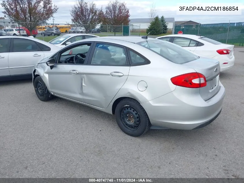 2012 Ford Fiesta S VIN: 3FADP4AJ2CM186854 Lot: 40747745