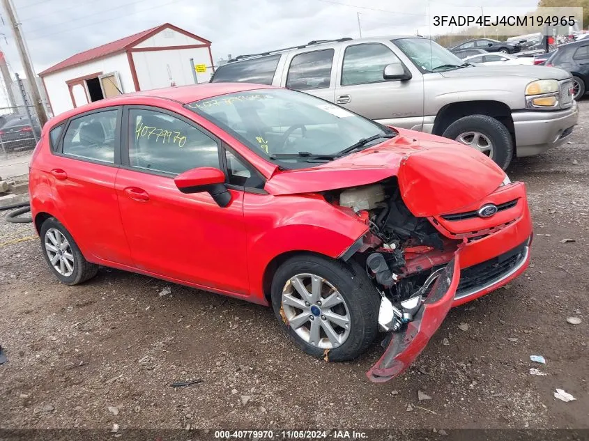 2012 Ford Fiesta Se VIN: 3FADP4EJ4CM194965 Lot: 40779970