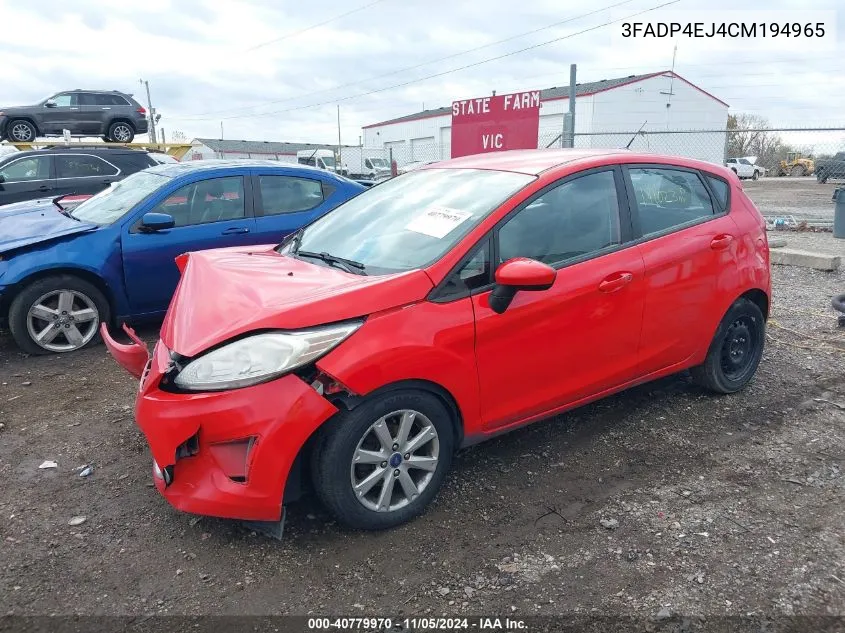 2012 Ford Fiesta Se VIN: 3FADP4EJ4CM194965 Lot: 40779970