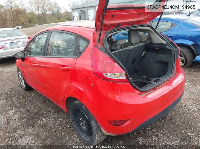 2012 Ford Fiesta Se VIN: 3FADP4EJ4CM194965 Lot: 40779970