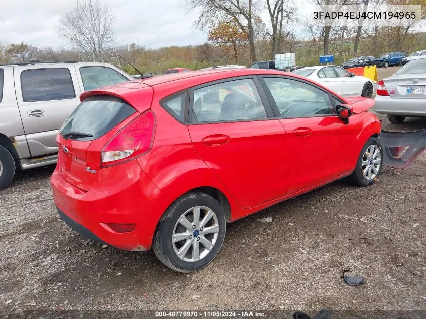 2012 Ford Fiesta Se VIN: 3FADP4EJ4CM194965 Lot: 40779970