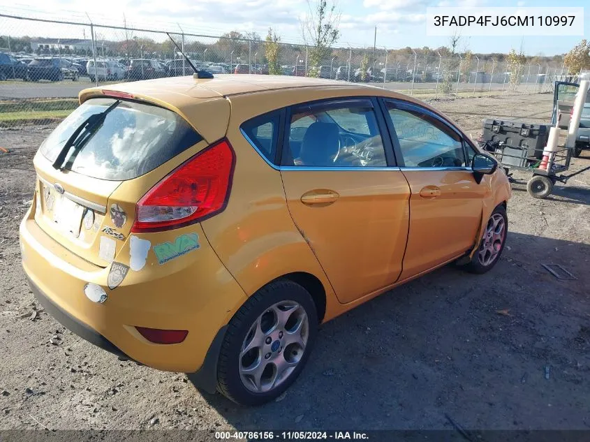 2012 Ford Fiesta Ses VIN: 3FADP4FJ6CM110997 Lot: 40786156