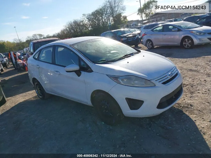 2012 Ford Fiesta S VIN: 3FADP4AJ0CM154243 Lot: 40806342