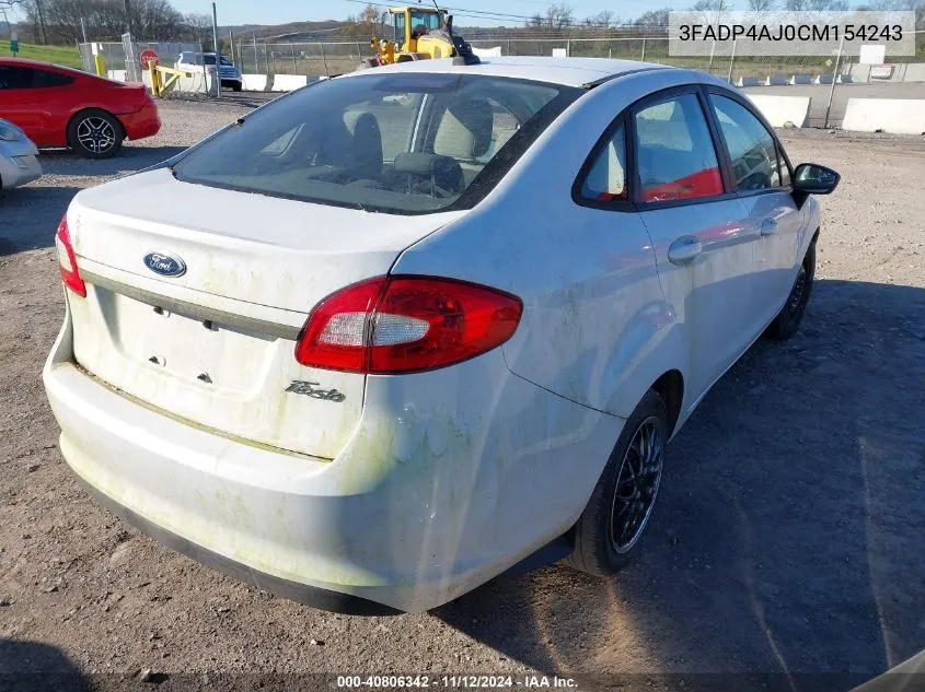 2012 Ford Fiesta S VIN: 3FADP4AJ0CM154243 Lot: 40806342