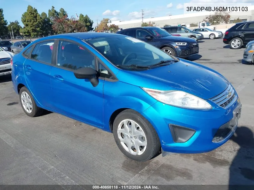 2012 Ford Fiesta Se VIN: 3FADP4BJ6CM103103 Lot: 40858118