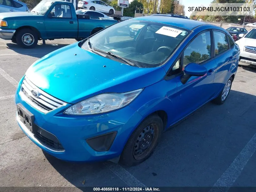 2012 Ford Fiesta Se VIN: 3FADP4BJ6CM103103 Lot: 40858118