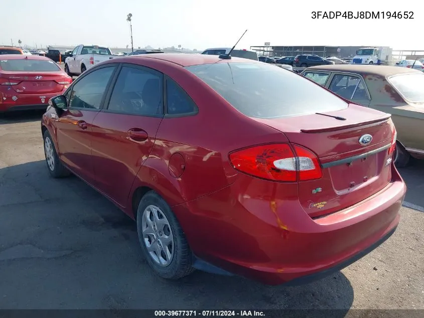 3FADP4BJ8DM194652 2013 Ford Fiesta Se