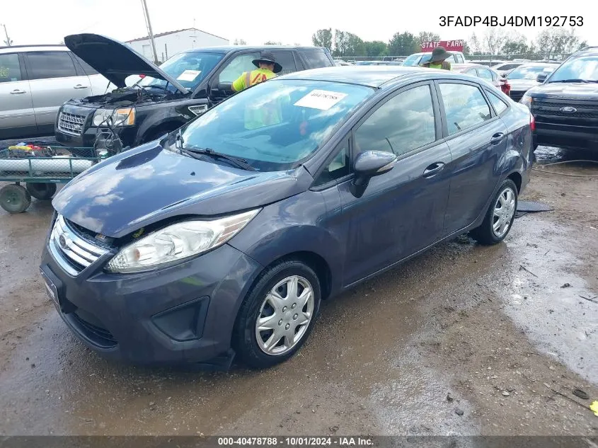 2013 Ford Fiesta Se VIN: 3FADP4BJ4DM192753 Lot: 40478788