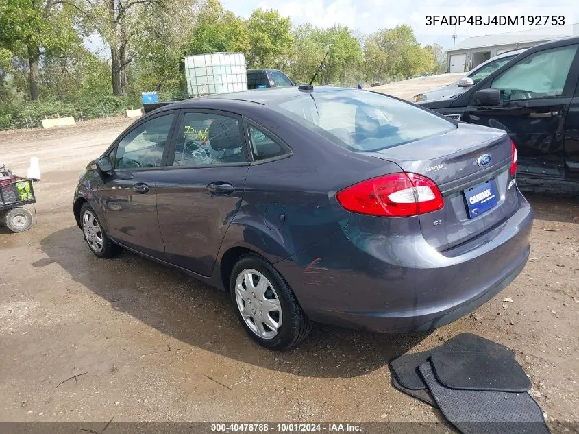 2013 Ford Fiesta Se VIN: 3FADP4BJ4DM192753 Lot: 40478788