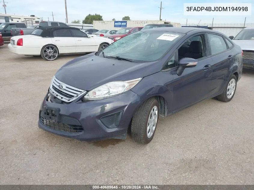 2013 Ford Fiesta Se VIN: 3FADP4BJ0DM194998 Lot: 40689645